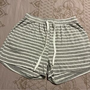 Gray and White Striped Shorts